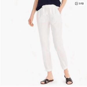 J Crew Point Sur white linen blend Seaside jogger pant